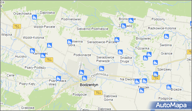 mapa Sieradowice Pierwsze, Sieradowice Pierwsze na mapie Targeo
