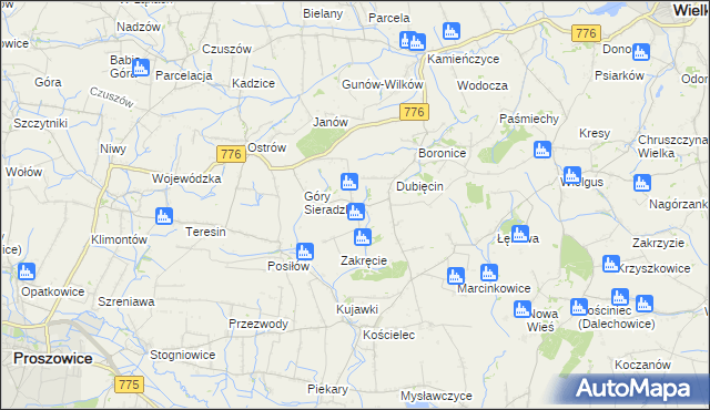 mapa Sieradzice, Sieradzice na mapie Targeo