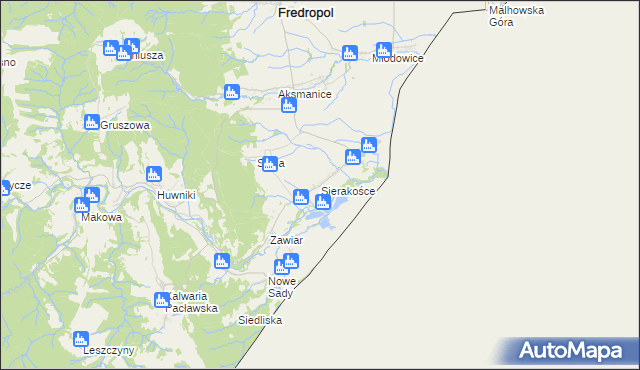 mapa Sierakośce, Sierakośce na mapie Targeo