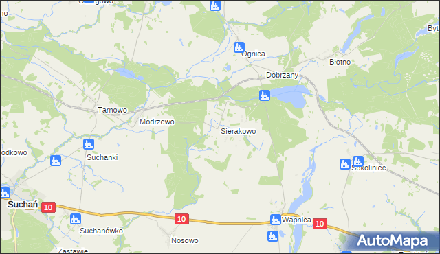 mapa Sierakowo gmina Dobrzany, Sierakowo gmina Dobrzany na mapie Targeo
