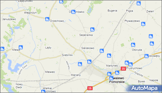 mapa Sierakowo gmina Kowalewo Pomorskie, Sierakowo gmina Kowalewo Pomorskie na mapie Targeo