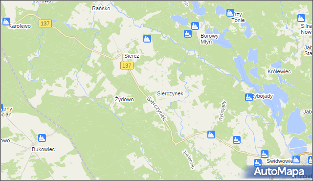 mapa Sierczynek, Sierczynek na mapie Targeo