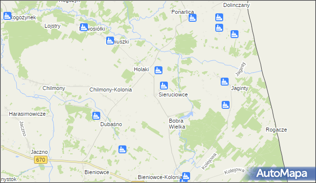 mapa Sieruciowce, Sieruciowce na mapie Targeo