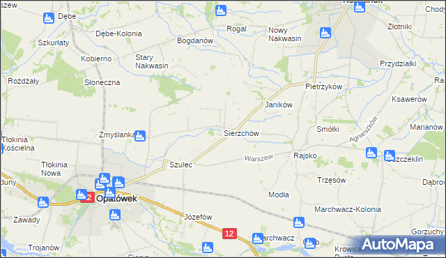 mapa Sierzchów gmina Opatówek, Sierzchów gmina Opatówek na mapie Targeo