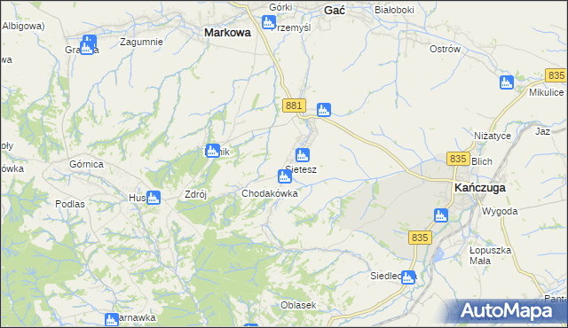 mapa Sietesz, Sietesz na mapie Targeo