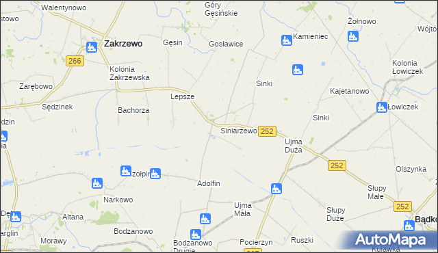 mapa Siniarzewo, Siniarzewo na mapie Targeo