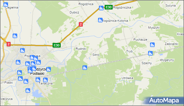 mapa Sitno gmina Międzyrzec Podlaski, Sitno gmina Międzyrzec Podlaski na mapie Targeo