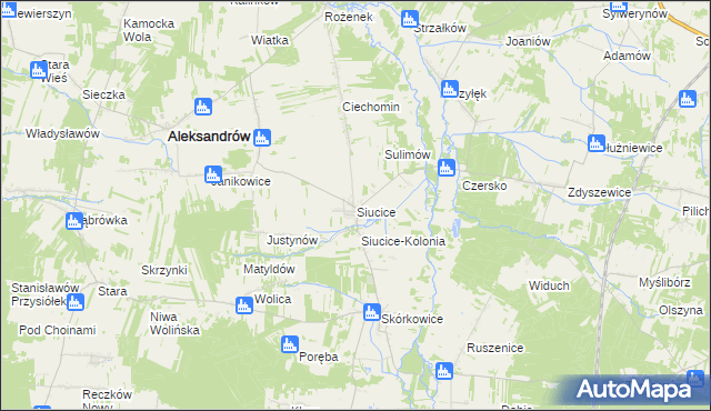 mapa Siucice, Siucice na mapie Targeo