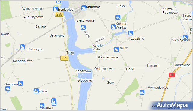 mapa Skalmierowice gmina Janikowo, Skalmierowice gmina Janikowo na mapie Targeo