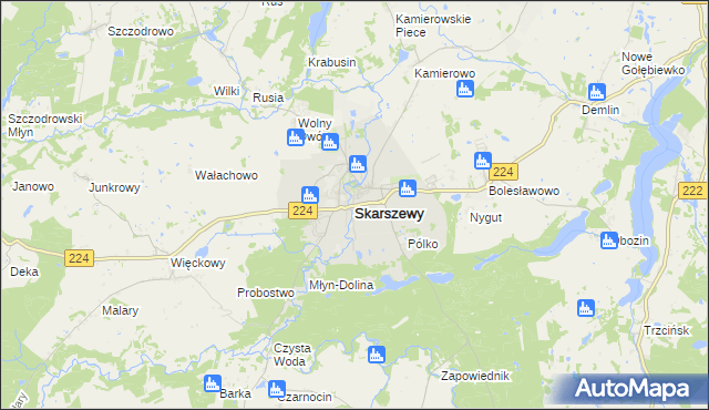 mapa Skarszewy powiat starogardzki, Skarszewy powiat starogardzki na mapie Targeo