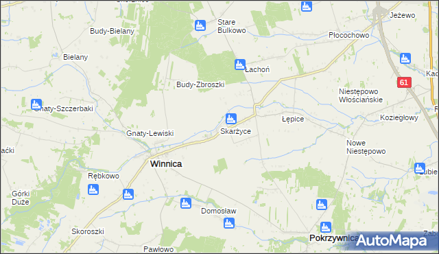 mapa Skarżyce gmina Winnica, Skarżyce gmina Winnica na mapie Targeo