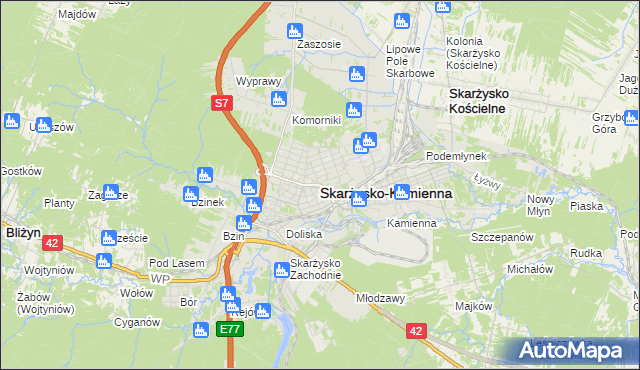 mapa Skarżysko-Kamienna, Skarżysko-Kamienna na mapie Targeo
