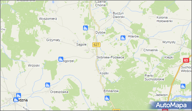 mapa Skibniew-Podawce, Skibniew-Podawce na mapie Targeo