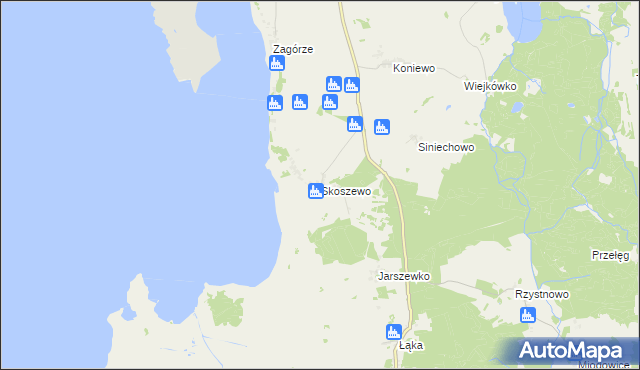 mapa Skoszewo gmina Wolin, Skoszewo gmina Wolin na mapie Targeo