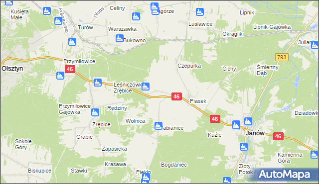 mapa Skowronów gmina Janów, Skowronów gmina Janów na mapie Targeo