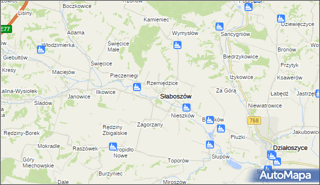 mapa Słaboszów, Słaboszów na mapie Targeo