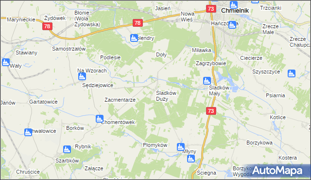 mapa Śladków Duży, Śladków Duży na mapie Targeo
