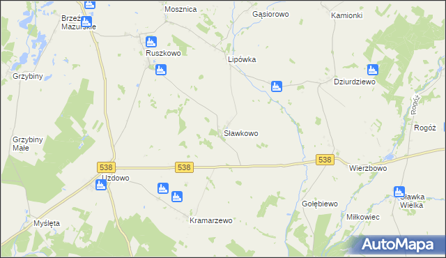 mapa Sławkowo gmina Działdowo, Sławkowo gmina Działdowo na mapie Targeo