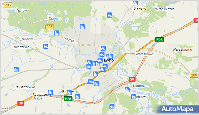 mapa Sławno, Sławno na mapie Targeo