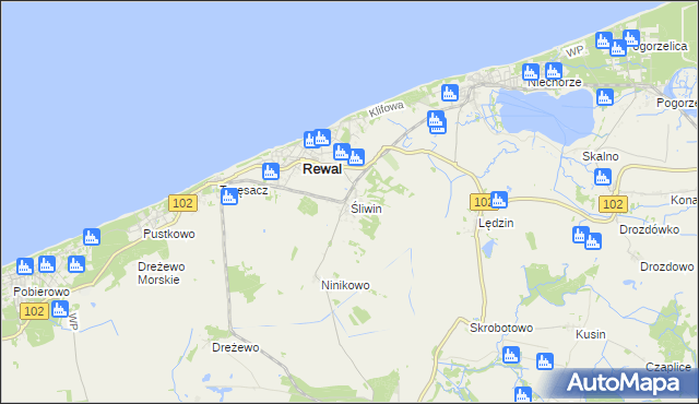 mapa Śliwin, Śliwin na mapie Targeo