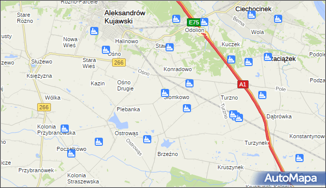 mapa Słomkowo gmina Aleksandrów Kujawski, Słomkowo gmina Aleksandrów Kujawski na mapie Targeo