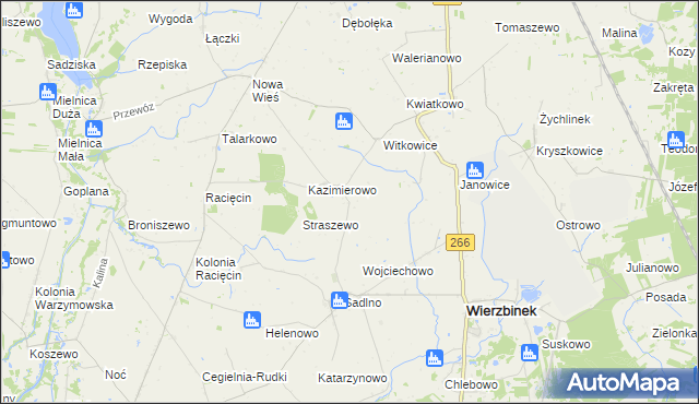 mapa Słomkowo gmina Wierzbinek, Słomkowo gmina Wierzbinek na mapie Targeo
