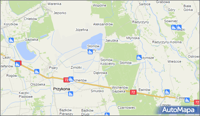 mapa Słomów Kościelny, Słomów Kościelny na mapie Targeo