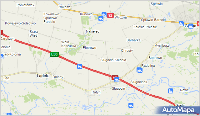 mapa Sługocin-Kolonia, Sługocin-Kolonia na mapie Targeo