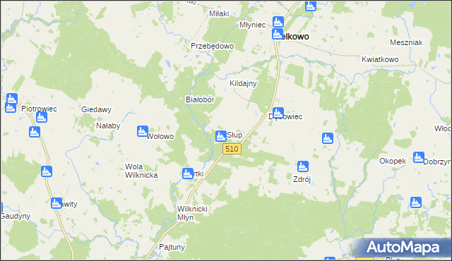 mapa Słup gmina Lelkowo, Słup gmina Lelkowo na mapie Targeo