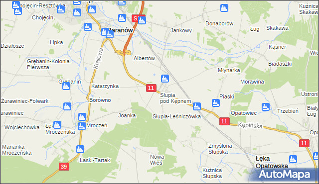 mapa Słupia pod Kępnem, Słupia pod Kępnem na mapie Targeo