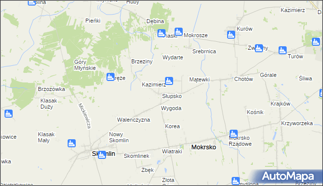 mapa Słupsko gmina Mokrsko, Słupsko gmina Mokrsko na mapie Targeo