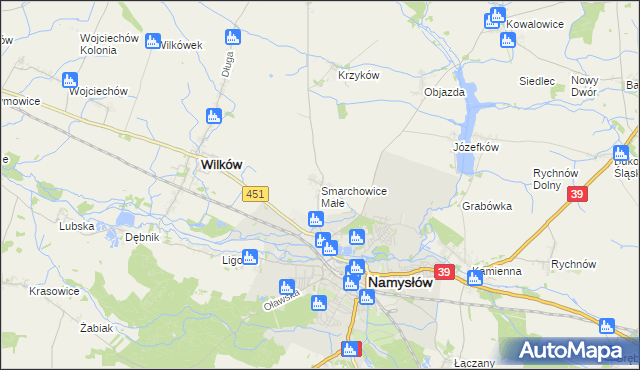 mapa Smarchowice Małe, Smarchowice Małe na mapie Targeo