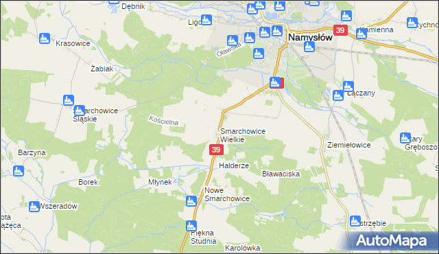 mapa Smarchowice Wielkie, Smarchowice Wielkie na mapie Targeo