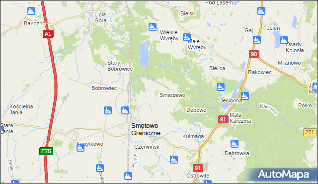 mapa Smarzewo, Smarzewo na mapie Targeo