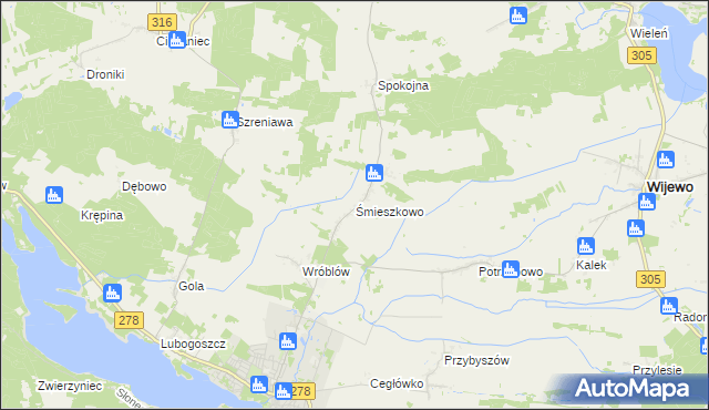 mapa Śmieszkowo gmina Sława, Śmieszkowo gmina Sława na mapie Targeo
