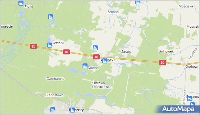 mapa Śmiłowo gmina Kaczory, Śmiłowo gmina Kaczory na mapie Targeo