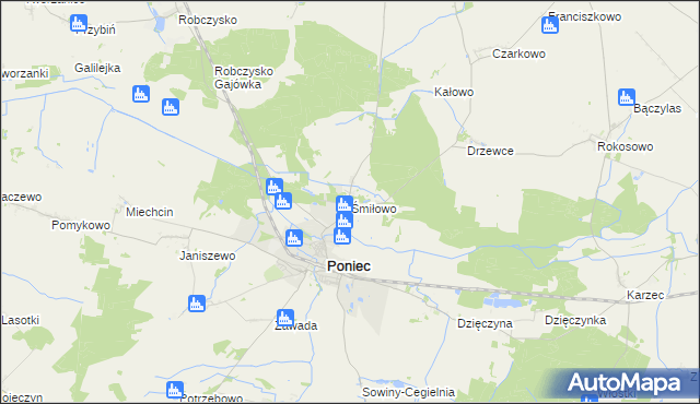 mapa Śmiłowo gmina Poniec, Śmiłowo gmina Poniec na mapie Targeo