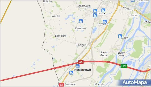 mapa Smolęcin gmina Kołbaskowo, Smolęcin gmina Kołbaskowo na mapie Targeo