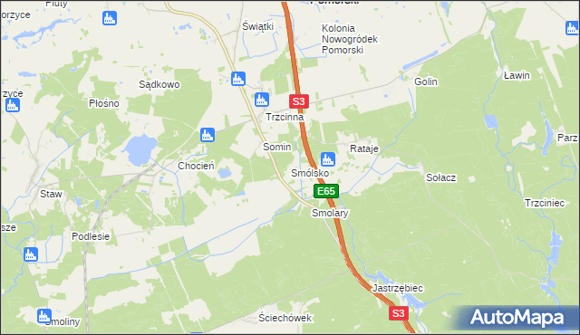 mapa Smólsko gmina Nowogródek Pomorski, Smólsko gmina Nowogródek Pomorski na mapie Targeo