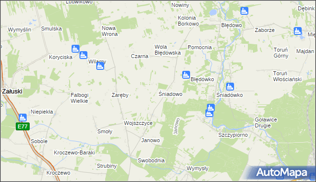mapa Śniadowo gmina Zakroczym, Śniadowo gmina Zakroczym na mapie Targeo