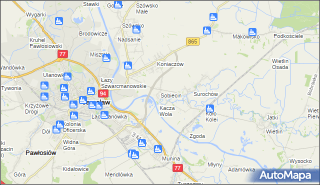 mapa Sobiecin, Sobiecin na mapie Targeo