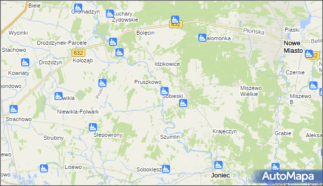 mapa Sobieski gmina Joniec, Sobieski gmina Joniec na mapie Targeo