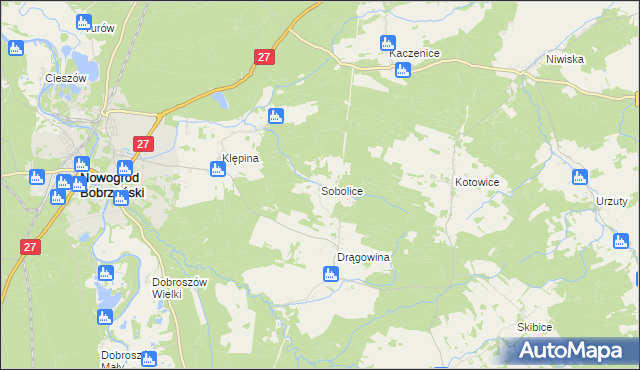 mapa Sobolice gmina Nowogród Bobrzański, Sobolice gmina Nowogród Bobrzański na mapie Targeo