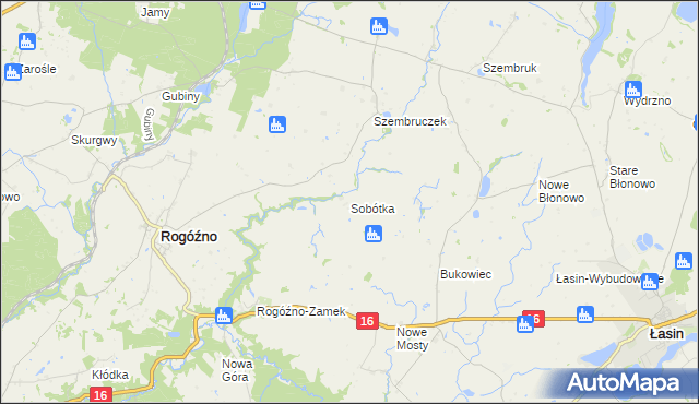 mapa Sobótka gmina Rogóźno, Sobótka gmina Rogóźno na mapie Targeo