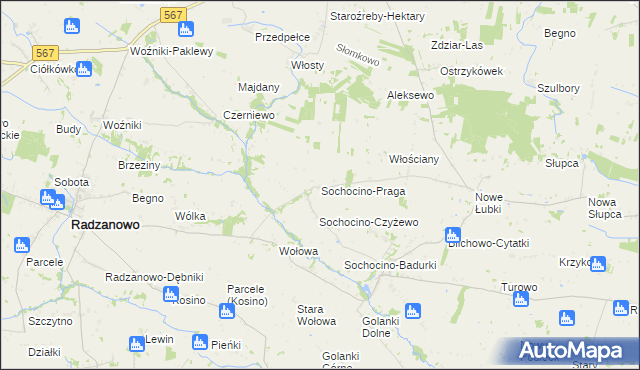 mapa Sochocino-Praga, Sochocino-Praga na mapie Targeo