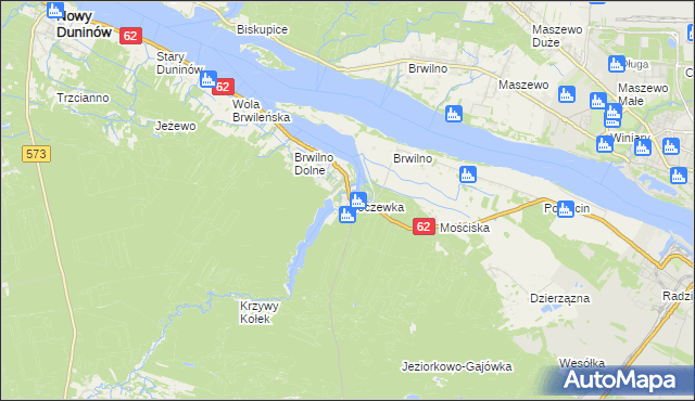 mapa Soczewka gmina Nowy Duninów, Soczewka gmina Nowy Duninów na mapie Targeo