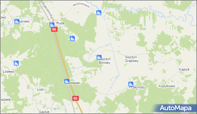 mapa Sojczyn Borowy, Sojczyn Borowy na mapie Targeo