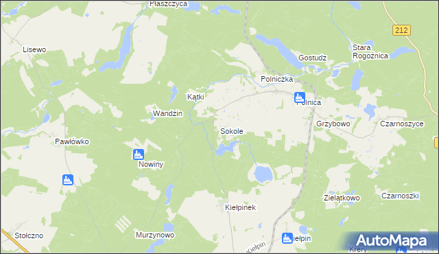 mapa Sokole gmina Człuchów, Sokole gmina Człuchów na mapie Targeo