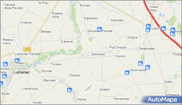 mapa Sokołowo gmina Brześć Kujawski, Sokołowo gmina Brześć Kujawski na mapie Targeo