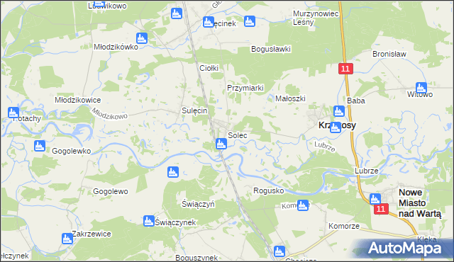 mapa Solec gmina Krzykosy, Solec gmina Krzykosy na mapie Targeo
